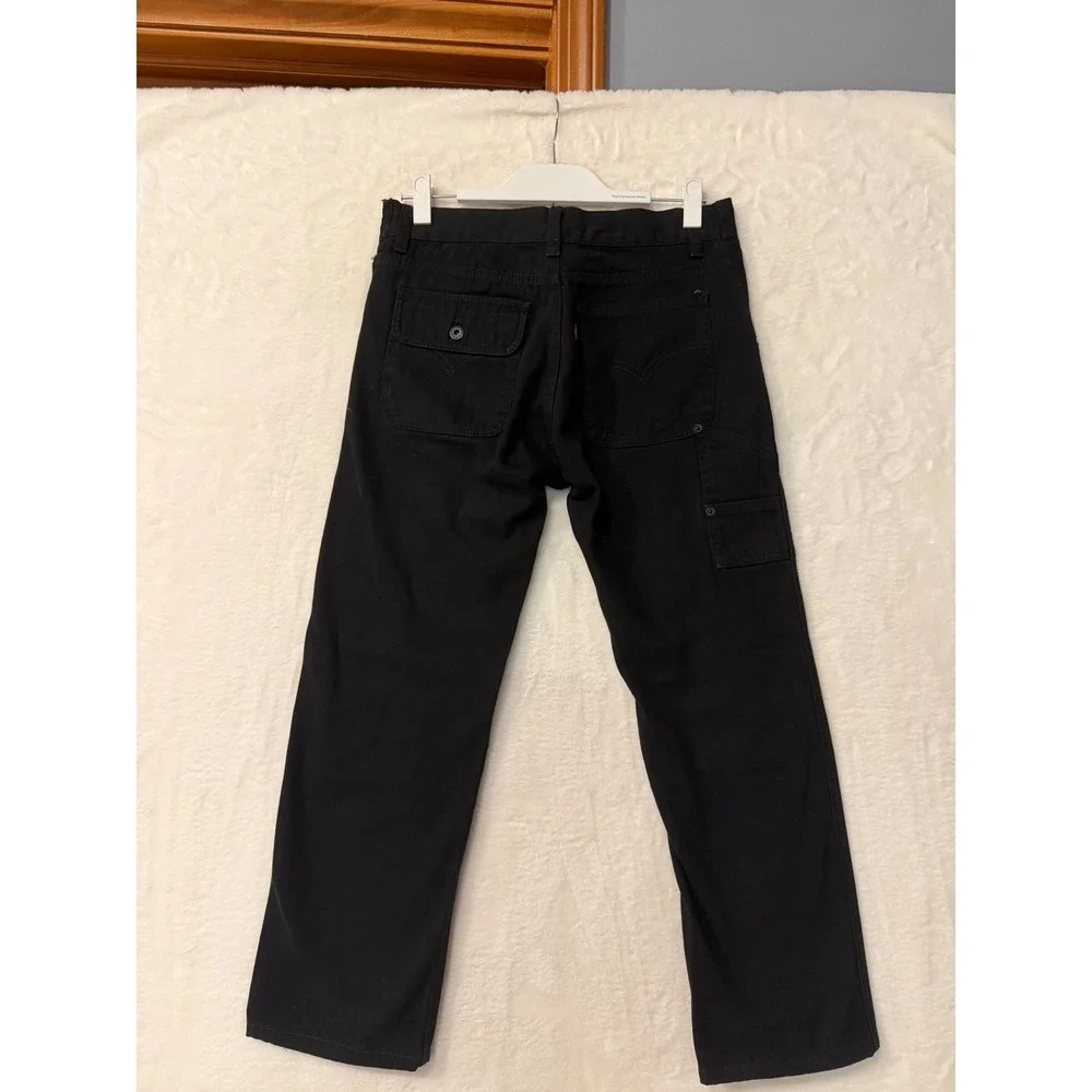 Levis Red Tab Carpenter Pants Mens 31x25 Black Canvas Utility Workwear Straight